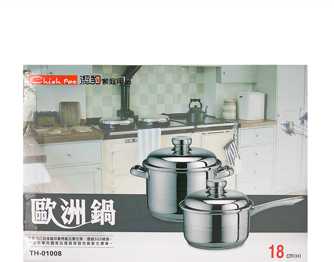 Chieh Pao 潔豹 304不銹鋼 歐洲鍋 單把 附蓋 2.2L, 18cm, 銀色, 1個