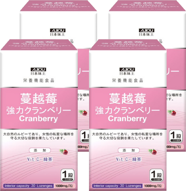 AJIOU 日本味王 強效蔓越莓錠, 1g, 30錠, 4盒