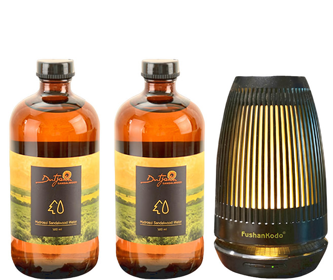 富山香堂 招財旺運超音波霧化水氧機 + 澳洲植萃純檀精露 2瓶 + 帝汶小香聚, 黑色