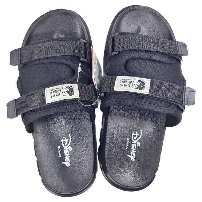 BORUI 柏睿鞋業 大人款 迪士尼雙織帶魔鬼氈造型休閒拖鞋, 黑色, 230mm