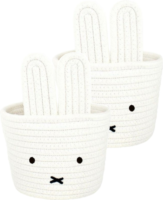 miffy 米飛 綿繩置物籃, 白色, 2個