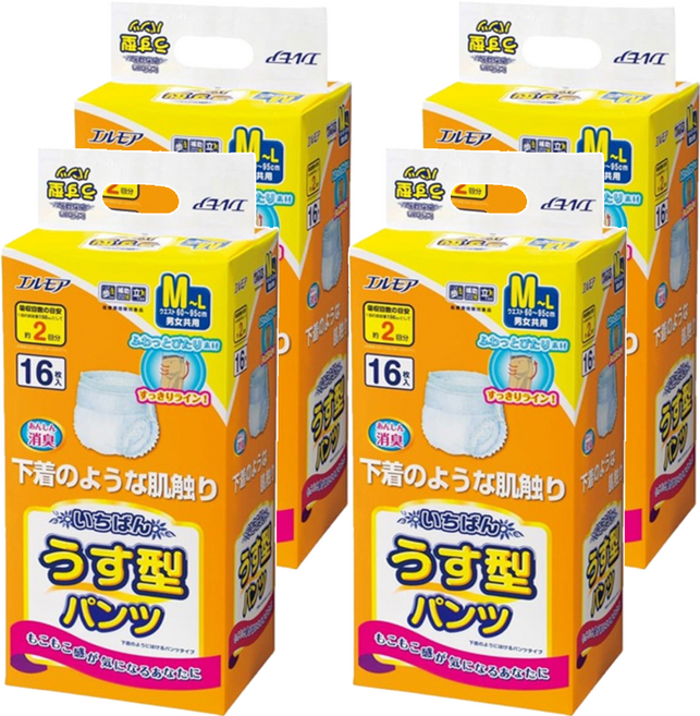ELLEMOI ICHIBAN 成人活力紙尿褲 男女共用, M~L(腰圍60~95cm), 16片, 4包