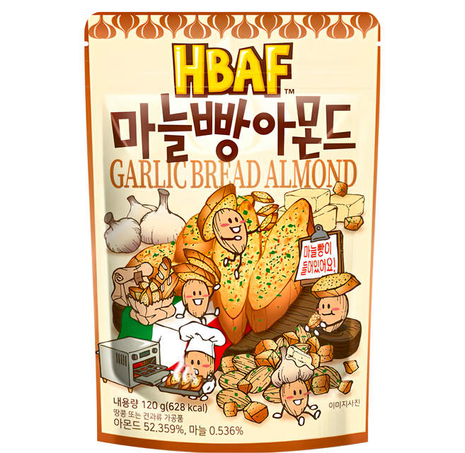 HBAF 杏仁果與大蒜麵包, 120g, 1包