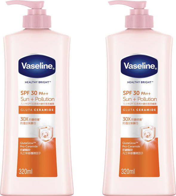 Vaseline 凡士林 SPF30透亮防曬修護潤膚露, 320ml, 2瓶