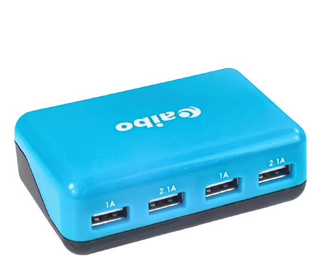 aibo 6A Total Output 4-Port USB-A 充電器 Fast Charging Foldable Prongs 110V-240V 黑藍色