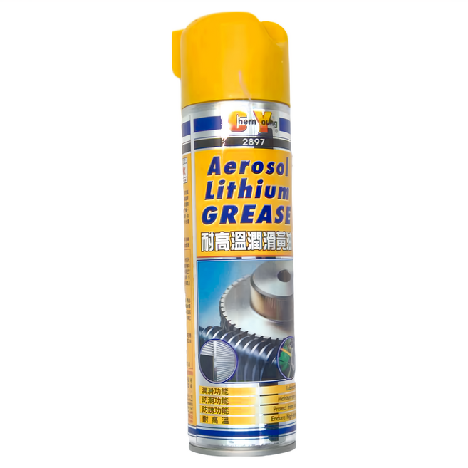 辰揚 耐高溫鋰基油脂 Aerosol Lithium GREASE 高壓噴霧罐, 黃色, 400ml, 1瓶