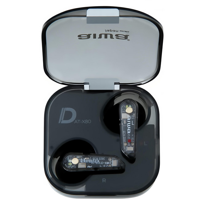 Aiwa 愛華 真無線藍牙耳機 AT-X80D 通透晶彩 ENC環境降噪功能 13mm大動圈 IPX5級生活防水, 黑色