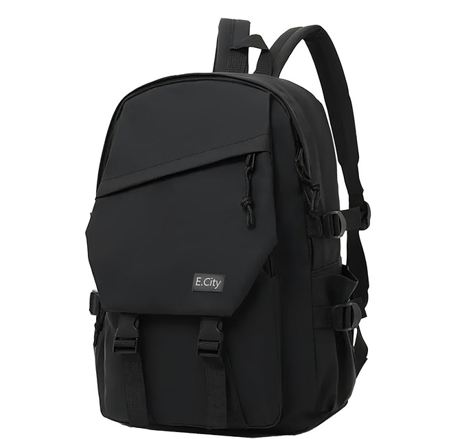 E.City 日系大容量多隔袋防潑水休閒背包 500g, 黑色