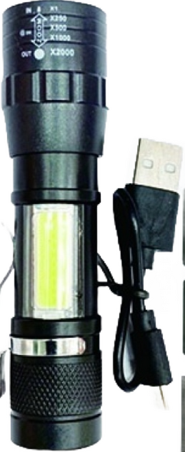 無敵王 USB充電手電筒, 黑色, 1支
