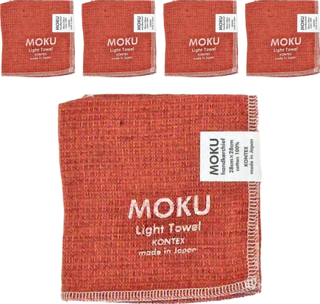 Kontex MOKU 手帕方巾組 28cm x 28cm 100%棉 日本製造, 橙色, 5條