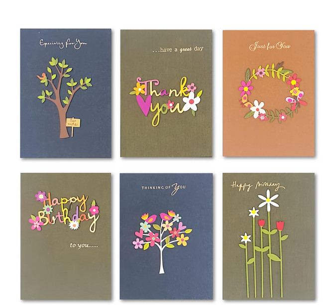 木質立體卡片6款組, 1套, 多色