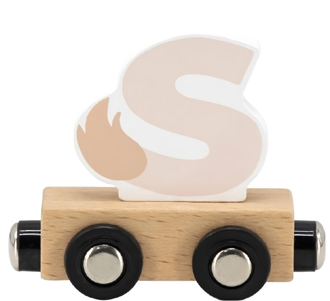 TRYCO 木製字母火車 S 兒童玩具 字母積木 益智玩具, 木色, 1個