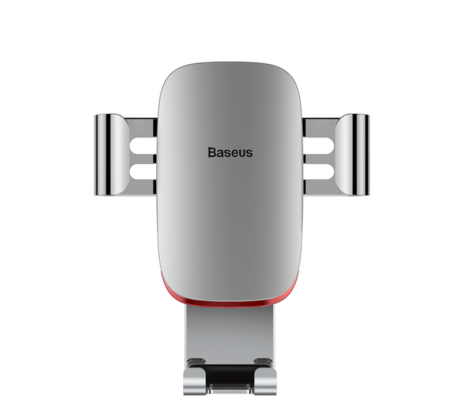 Baseus 倍思 金屬時代三角重力感應車用出風口手機支架 4-6吋手機適用, 銀色, 1個