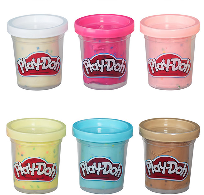Hasbro 孩之寶 Play-Doh 培樂多 紙花黏土補充罐6色組, 米色 + 粉色 + 藍色, 336g, 1組