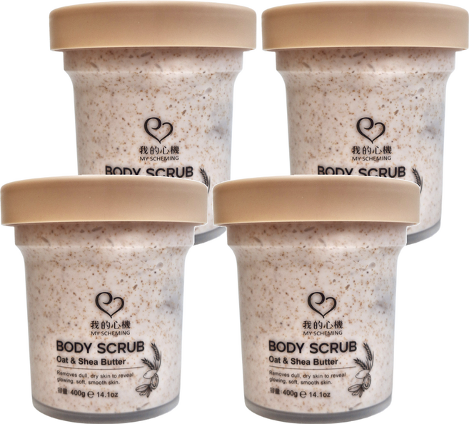 MY SCHEMING 我的心機 燕麥乳木果油 保濕身體去角質, 400g, 4罐