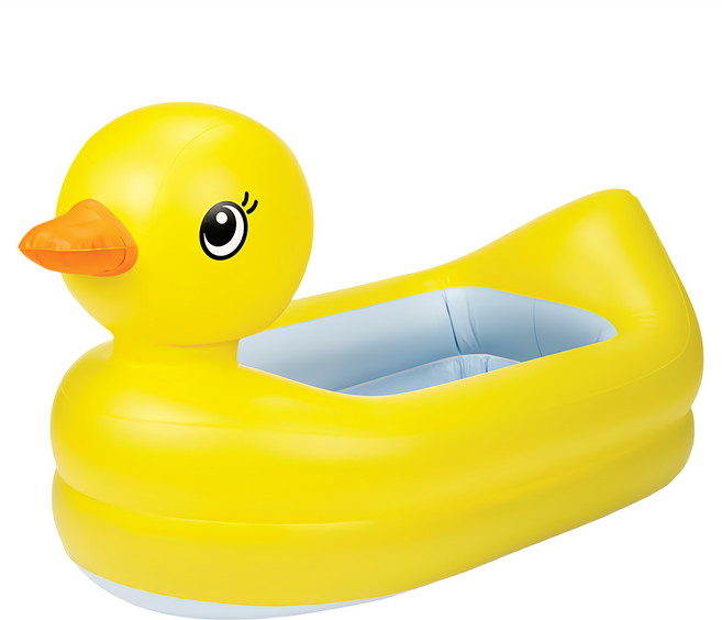 munchkin 滿趣健 充氣式感溫鴨子造型浴盆 黃色, 鴨子 黃色, 1個