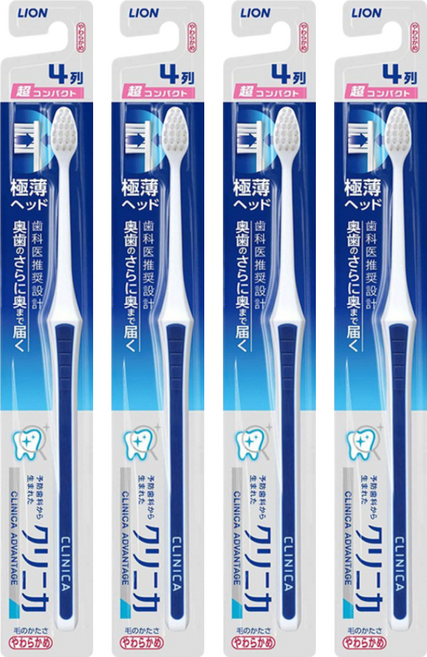 LION 獅王 固齒佳 薄深潔牙刷 超小頭, 1入, 4支