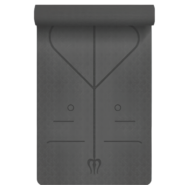 Couselect 環保 TPE 正位體位線瑜珈止滑墊 瑜珈墊 皮拉提斯墊 附背帶 + 透氣網袋, 1組, 黑色