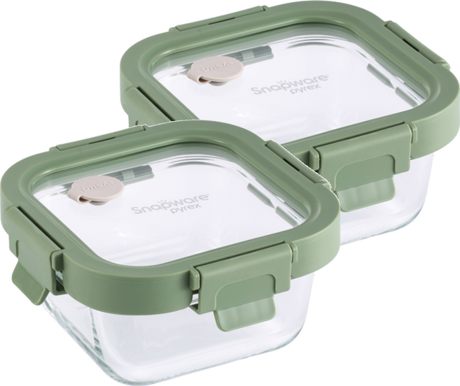 Corelle Brands 康寧餐具 Snapware Eco Green 全可拆玻璃保鮮盒, 容器 + 蓋子, 2個