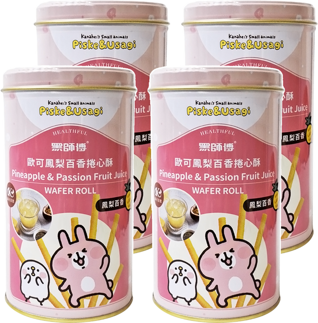 Healthful 黑師傅 捲心酥 歐可鳳梨百香口味, 400g, 4罐