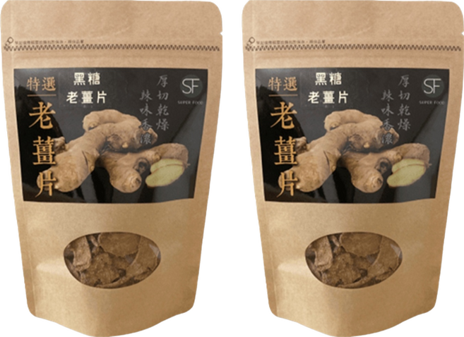 SUPER FOOD 特選黑糖老薑片, 2包, 100g