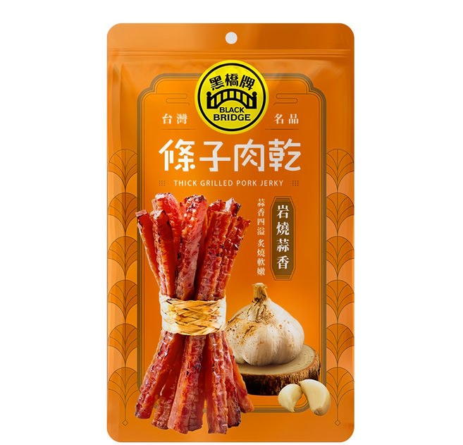 BLACK BRIDGE 黑橋牌 岩燒蒜香條子肉乾 厚燒 台灣豬肉, 65g, 1包