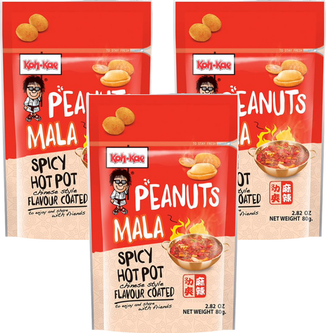 Koh-Kae 大哥 麻辣味花生豆, 80g, 3包