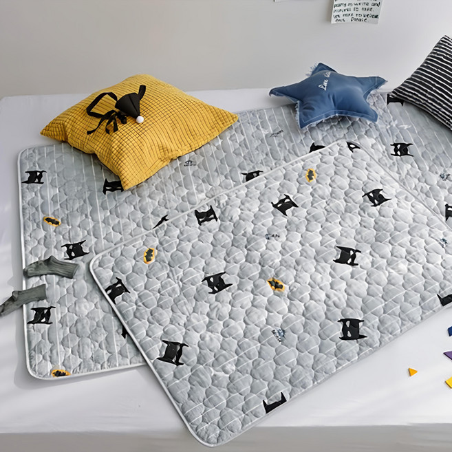 PRIELLE 兒童棉質防水尿布墊, 蝙蝠俠 灰色, 1個