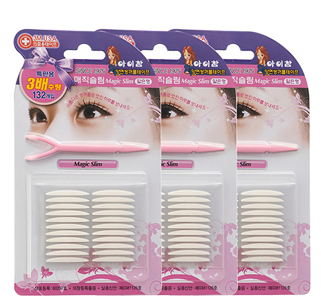 EyeCharm 神奇纖細雙面雙眼皮貼3入組 132片, 3入, 單色