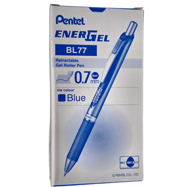 Pentel 飛龍文具 ENERGEL 按壓極速鋼珠筆 BL77-CO 0.7mm 12支, 藍色, 1盒