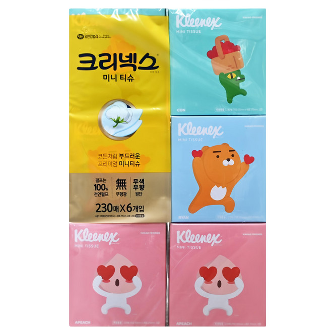 Kleenex Kakao Friends 迷你雙層面紙, 6盒, 1組