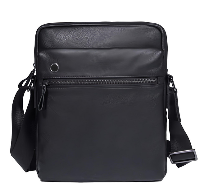 真皮頭層牛皮簡約男士豎款肩背包單肩包男包 LB864, 黑, 1個