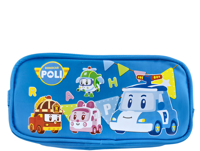 ROBOCAR POLI 波力 雙拉鏈筆袋, 藍色, 1個