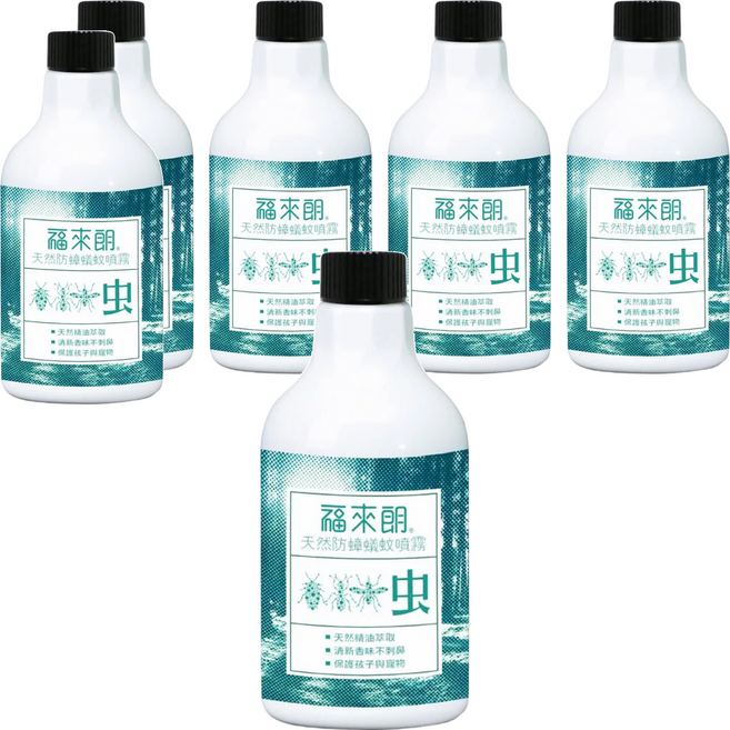 HUKUROU 福來朗 天然防蟑蟻蚊噴霧補充瓶, 500ml, 6瓶