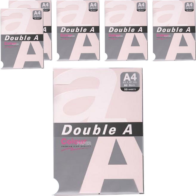 Double A 影印紙 淺粉紅 Pink 80g 50張, A4, 6包
