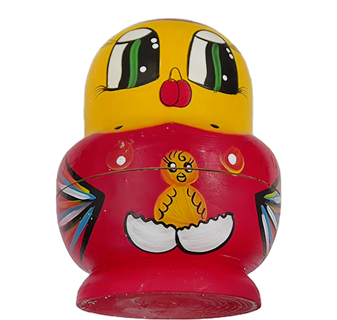 俄羅斯娃娃 套娃, 小雞 大款 黃色 + 紅色, 1個