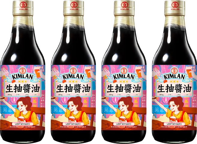 KIMLAN 金蘭 生抽醬油, 590ml, 4瓶