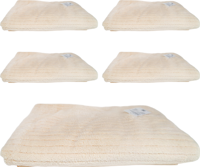 星紅織品 雲朵直條紋瞬吸絲絨浴巾 70*140cm 100%超細纖維, 黃色, 5條