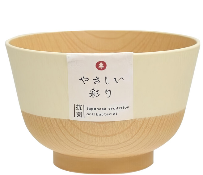 木紋抗菌輕便湯碗 日本製, 白色, 1個