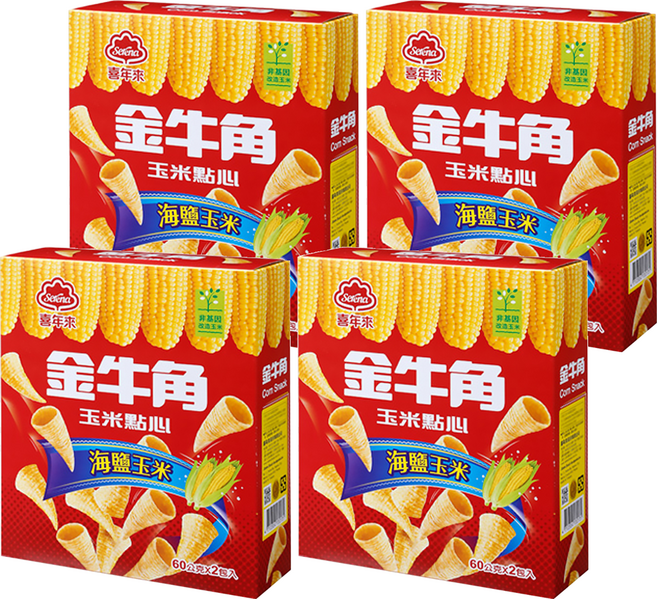 喜年來 金牛角家庭號 海鹽玉米, 120g, 4盒