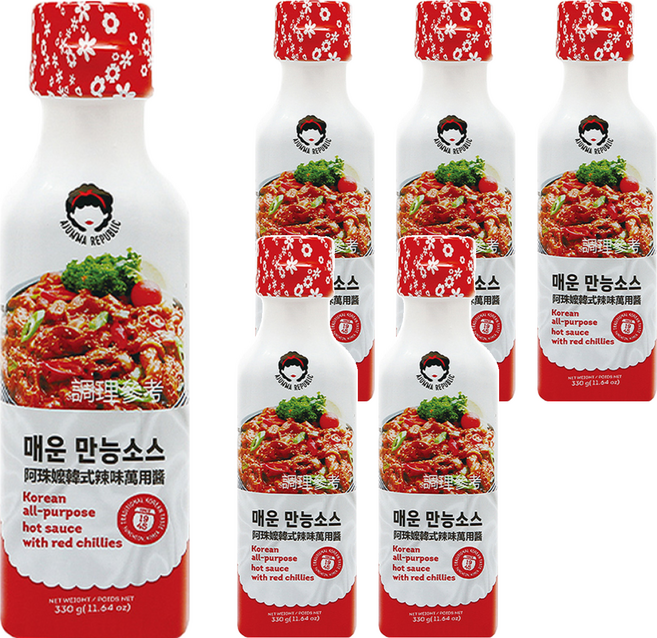 AJUMMA REPUBLIC 阿珠嬤 韓式辣味萬用醬, 330g, 6瓶