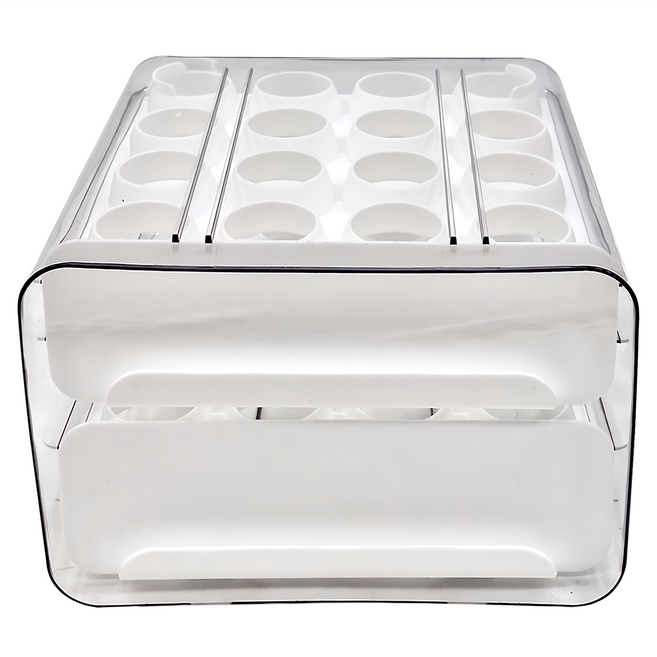 ROYALLIN 蘿林嚴選 抽屜式雞蛋收納盒 冷藏收納 透明可視 抽屜拉抽, 白色, 1個