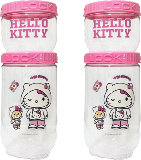 U-House 樺新 SANRIO HELLO KITTY儲物罐, 2個大容器 + 2個小容器 + 4個蓋子, 2組