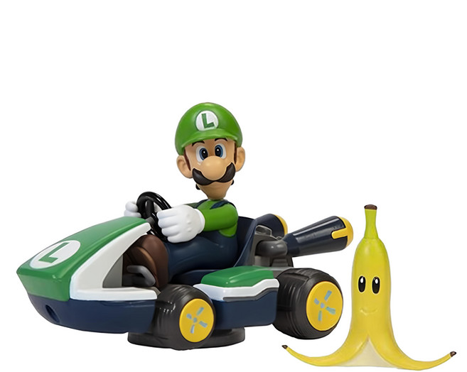 jakks PACIFIC 任天堂失控賽車 2.5吋, 路易吉 綠色 + 黑色, 1個