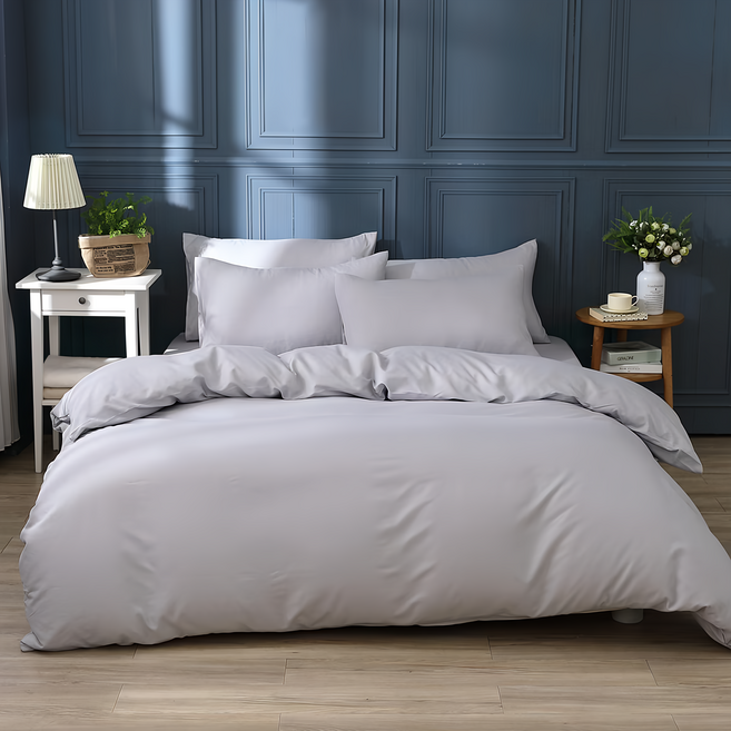 Ishur 伊舒爾 柔絲棉素色薄被套, 簡約灰