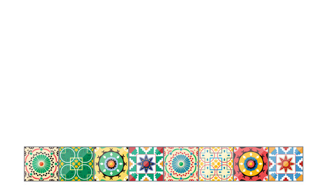 WA. WALL ART iINDOORS 西班牙花磚貼, D款