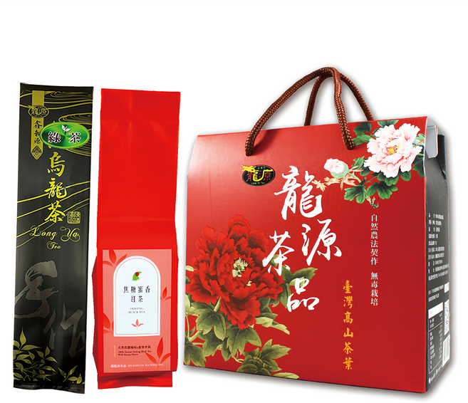 龍源茶品 鑫龍源 杉林溪高山綠茶 + 焦糖蜜香紅茶禮盒, 綠茶 30g 2包 + 焦糖蜜香紅茶 30g 2包, 1盒