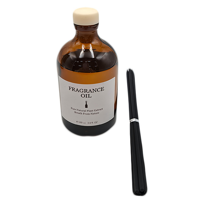 FRAGRANCE 法式精油茶色擴香瓶 小口徑, 微醺玫瑰, 100ml, 1件