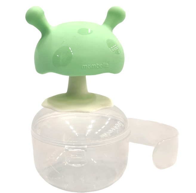 Mombella 啾比小蘑菇固齒器套組, 收納盒 + 固齒器 + 防掉繩, 薄荷牛奶, 1組