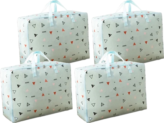 葉子小舖 牛津布收納袋, 藍三角, 4個